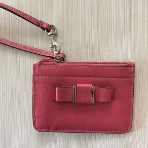 Coach Pink Bow Key and Card Holder Wristlet